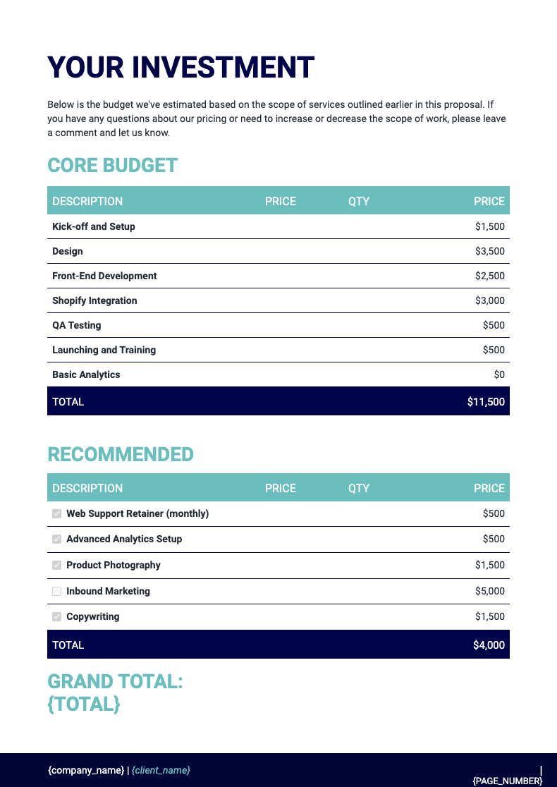 Shopify Proposal Template